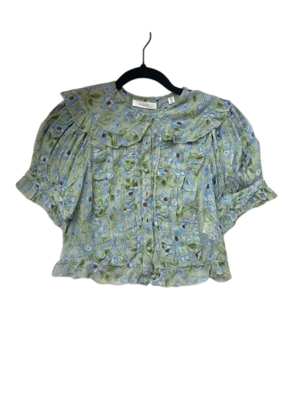 Doen Selma Top in Green Strawberry Moon Floral, S - Picture 8 of 8